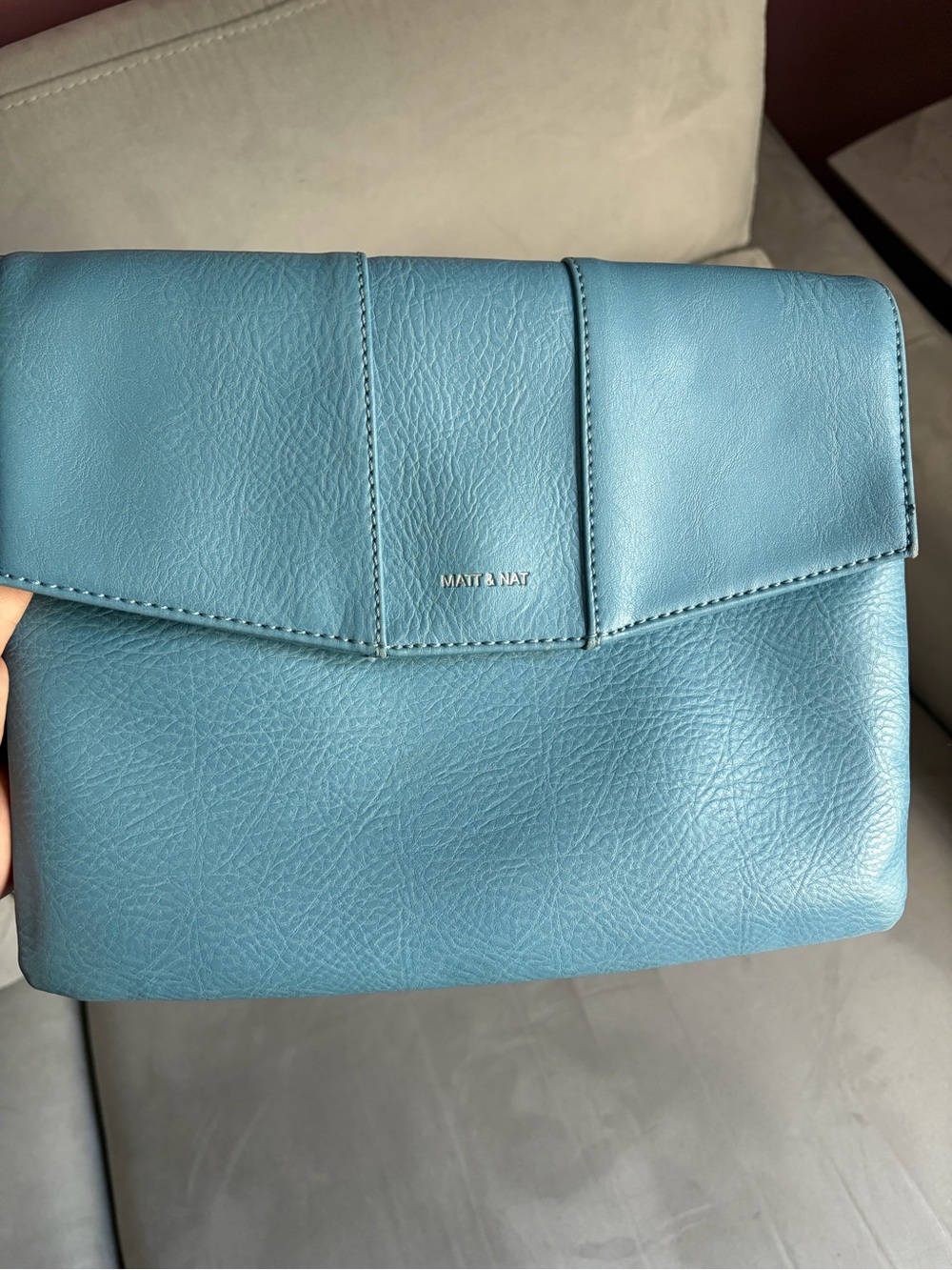 Matt & Nat Teal Blue Vegan Leather Fold-Over Clutch